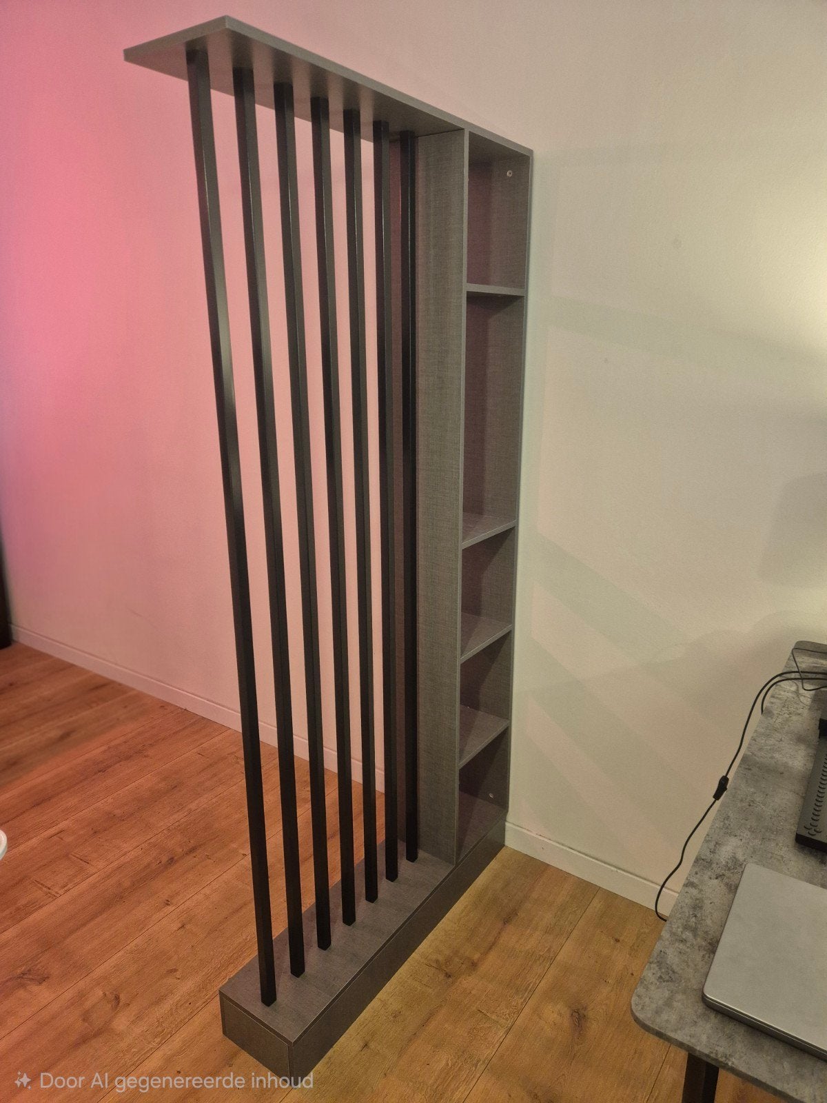 Room divider met vakken en metalen balken. antraciet / zwart, Huis en Inrichting, Ophalen, 100 tot 150 cm, Modern, Industrieel