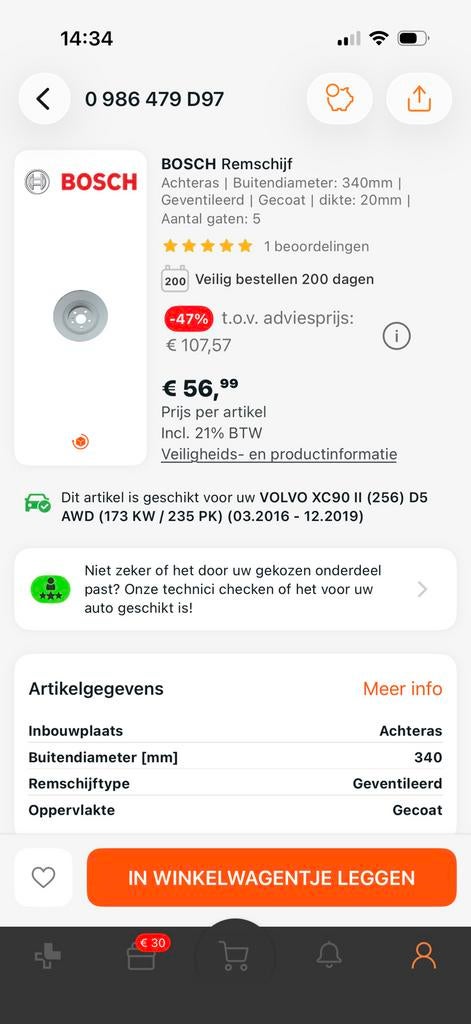 Nieuwe Remschijven volvo xc90 voor en achter, Ophalen, Nieuw, Volvo