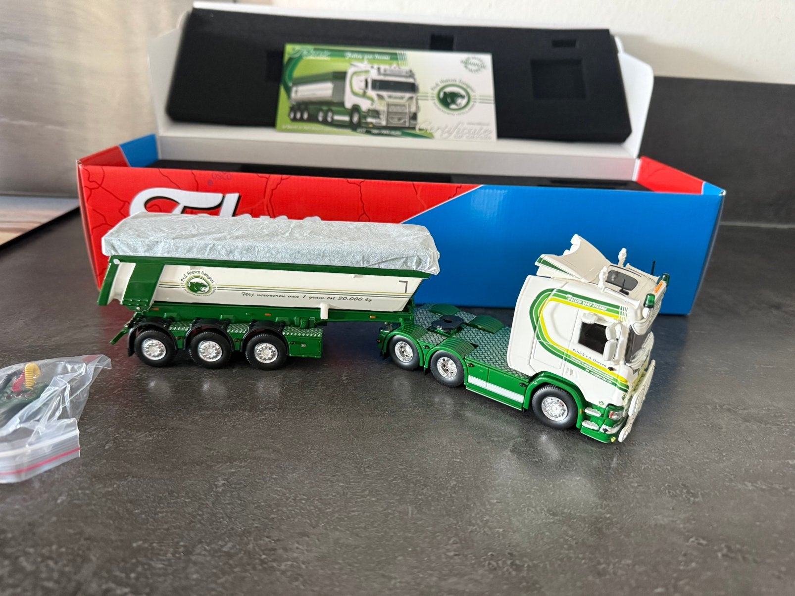 Tekno - Scania vd Hoeven kieptrailer, Ophalen of Verzenden, Zo goed als nieuw, Bus of Vrachtwagen, Tekno