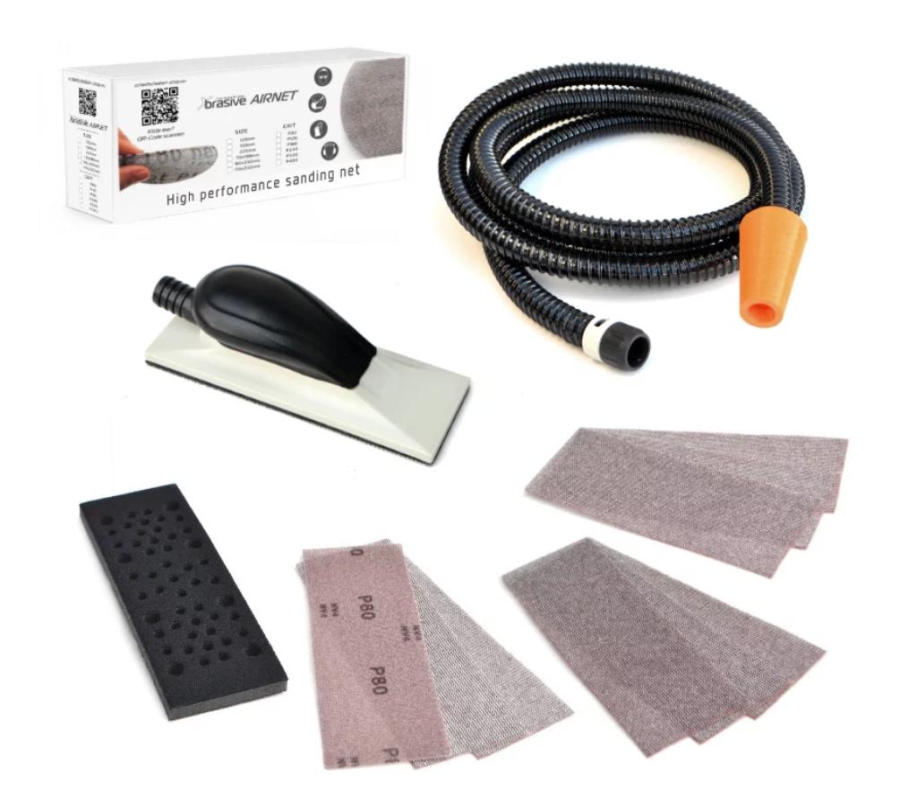 Handschuurblok set 70x198 afzuiging stofvrij klittenband, Verzenden, Nieuw, Onderhoud en Reparatie