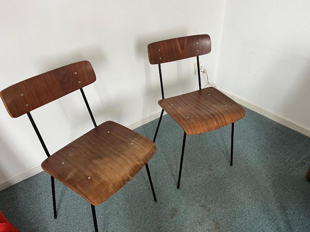 Stoel (vintage, jaren 50), Huis en Inrichting, Stoelen, Ophalen, Gebruikt, Twee, Bruin
