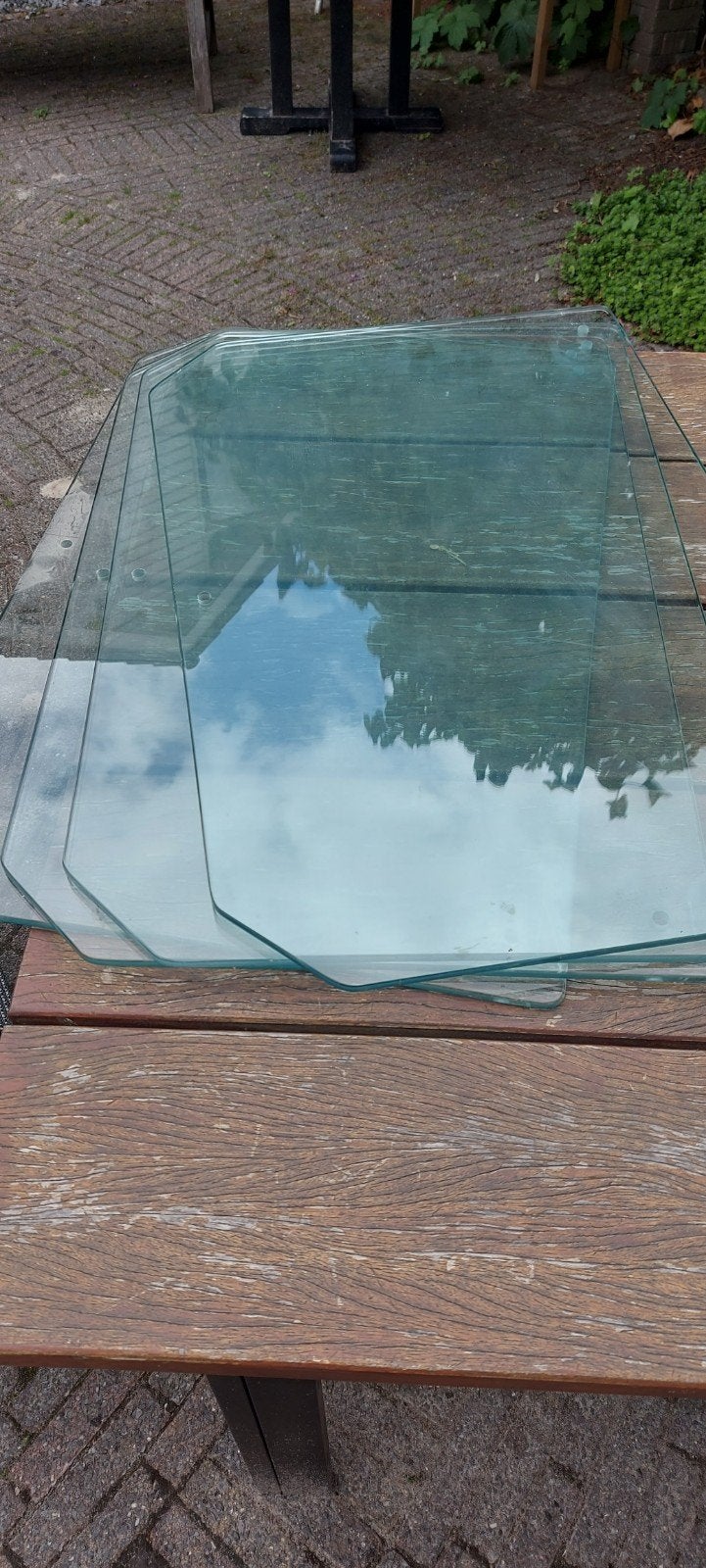 4 Geharde Glasplaten 46x71cm, 8mm dik, Doe-het-zelf en Verbouw, Glas en Ramen, Ophalen, Gebruikt, Glasplaat, 160 cm of meer