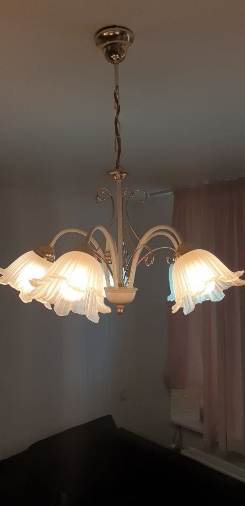 Luster, Huis en Inrichting, Lampen | Kroonluchters, Ophalen, Zo goed als nieuw, Glas, E14 (klein)