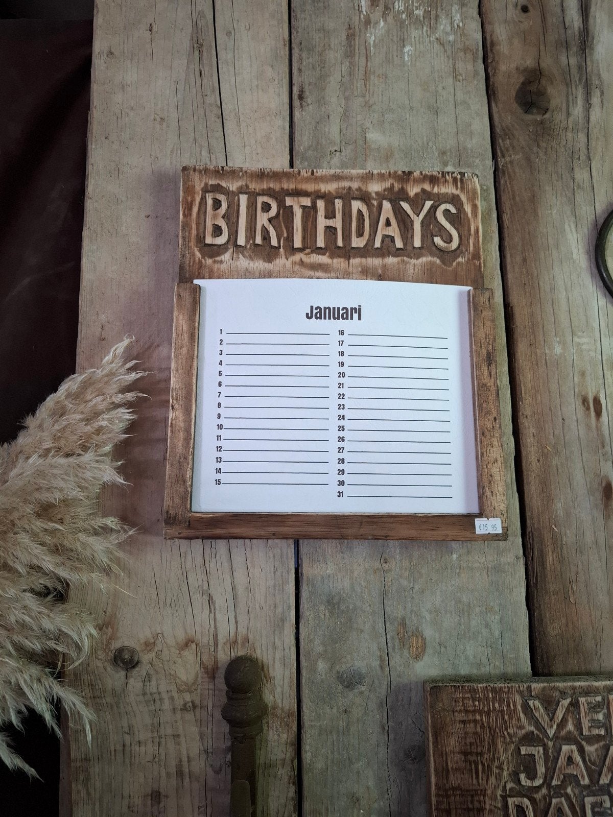 Houten verjaardagskalender, Ophalen of Verzenden, Maandkalender, Nieuw