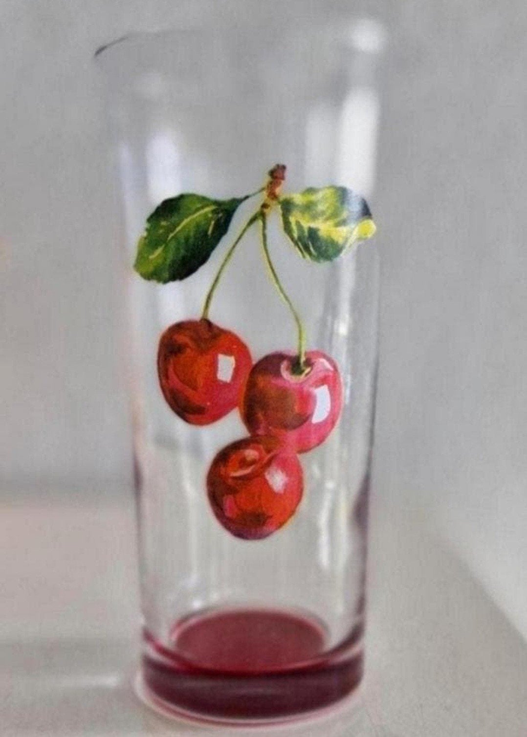 Glas met Kersen opdruk, Verzamelen, Ophalen of Verzenden, Zo goed als nieuw, Frisdrankglas