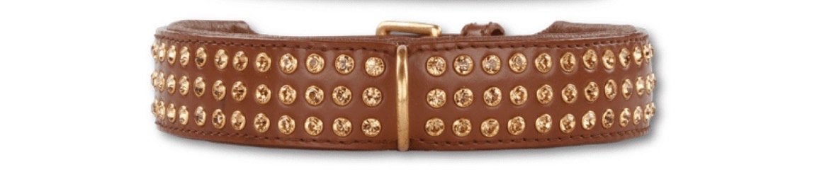 Luxe Echt Leren Hondenhalsband XL met Swarovski Kristallen, Ophalen of Verzenden, Zo goed als nieuw