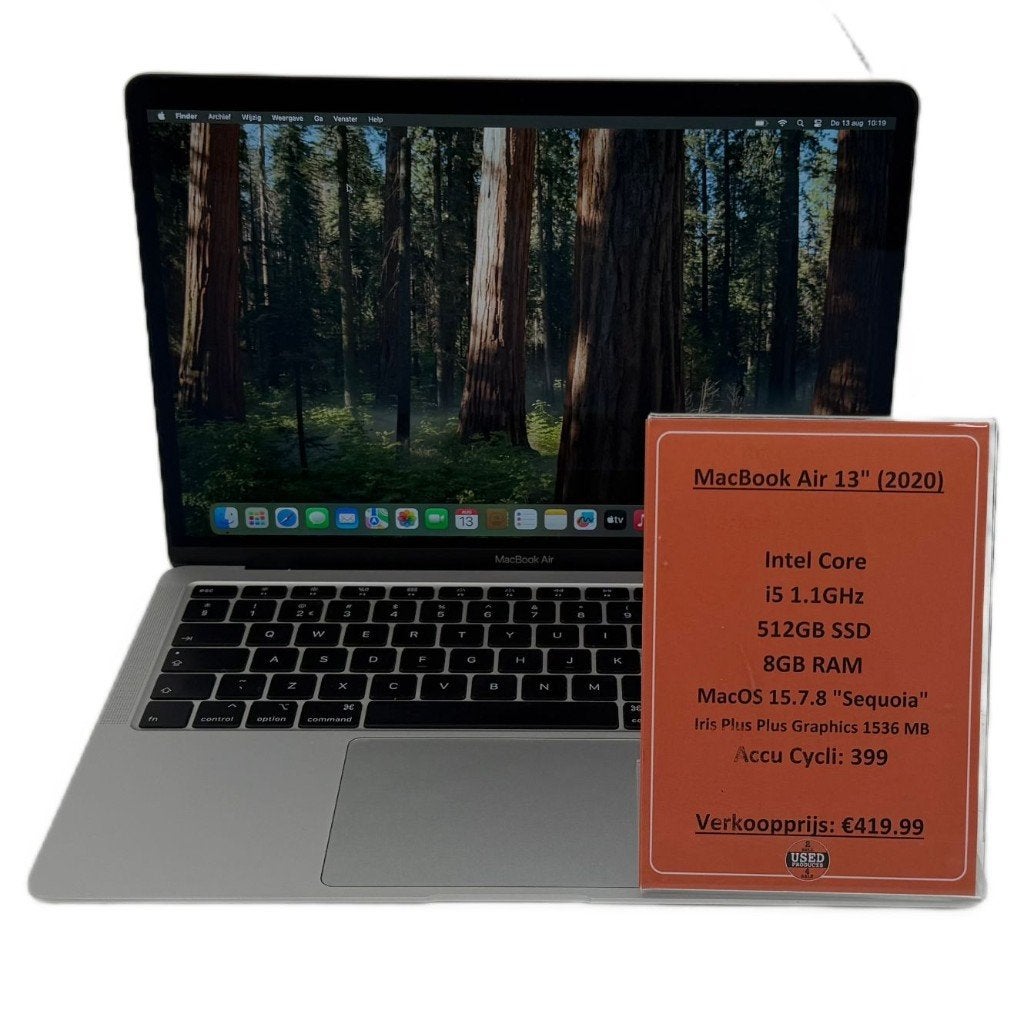 MacBook Air 2020 13inch | i5 512GB 8GB MacOS Sequoia, Qwerty, Minder dan 2 Ghz, 512 GB, Ophalen of Verzenden