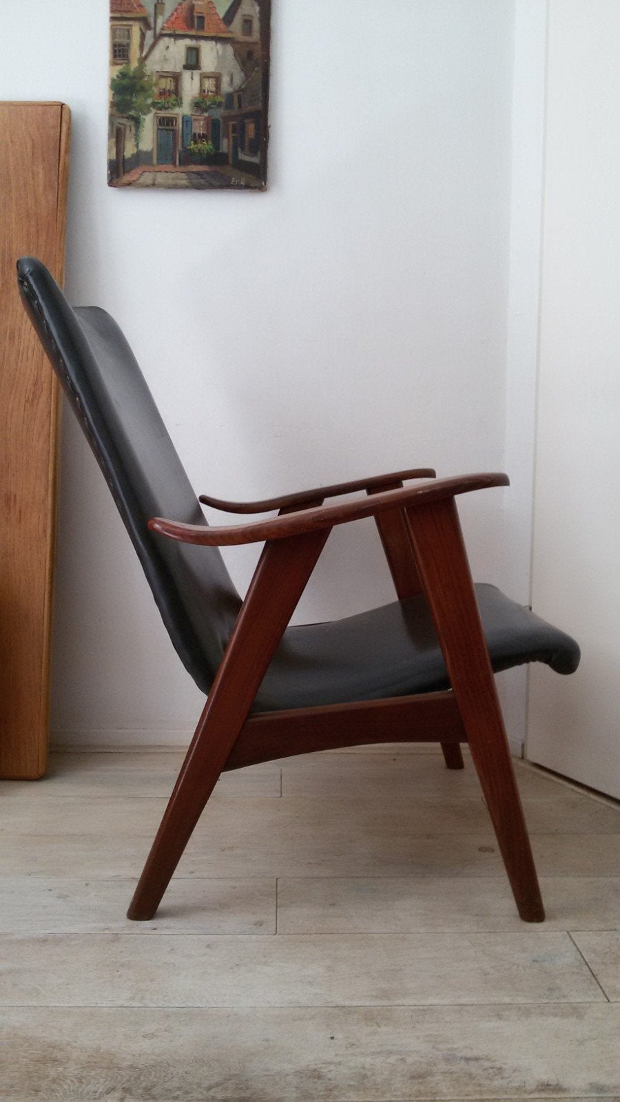 Webe Teeffelen fauteuil vintage teak retro jaren 60 Deens, Ophalen of Verzenden, Gebruikt, 75 tot 100 cm, 50 tot 75 cm