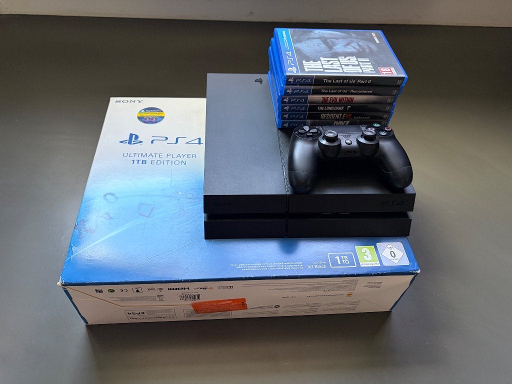 Sony PlayStation 4 – 1TB – Originele doos  + 6 games, Ophalen, Met games, Zo goed als nieuw, 1 TB