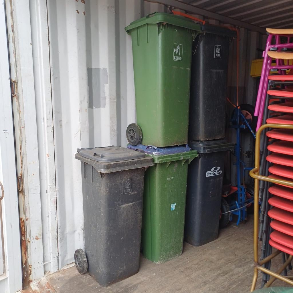 5 x partij kliko's kliko prullenbak festival bouwterrein, 40 liter of meer, Ophalen, Gebruikt, Minder dan 50 cm