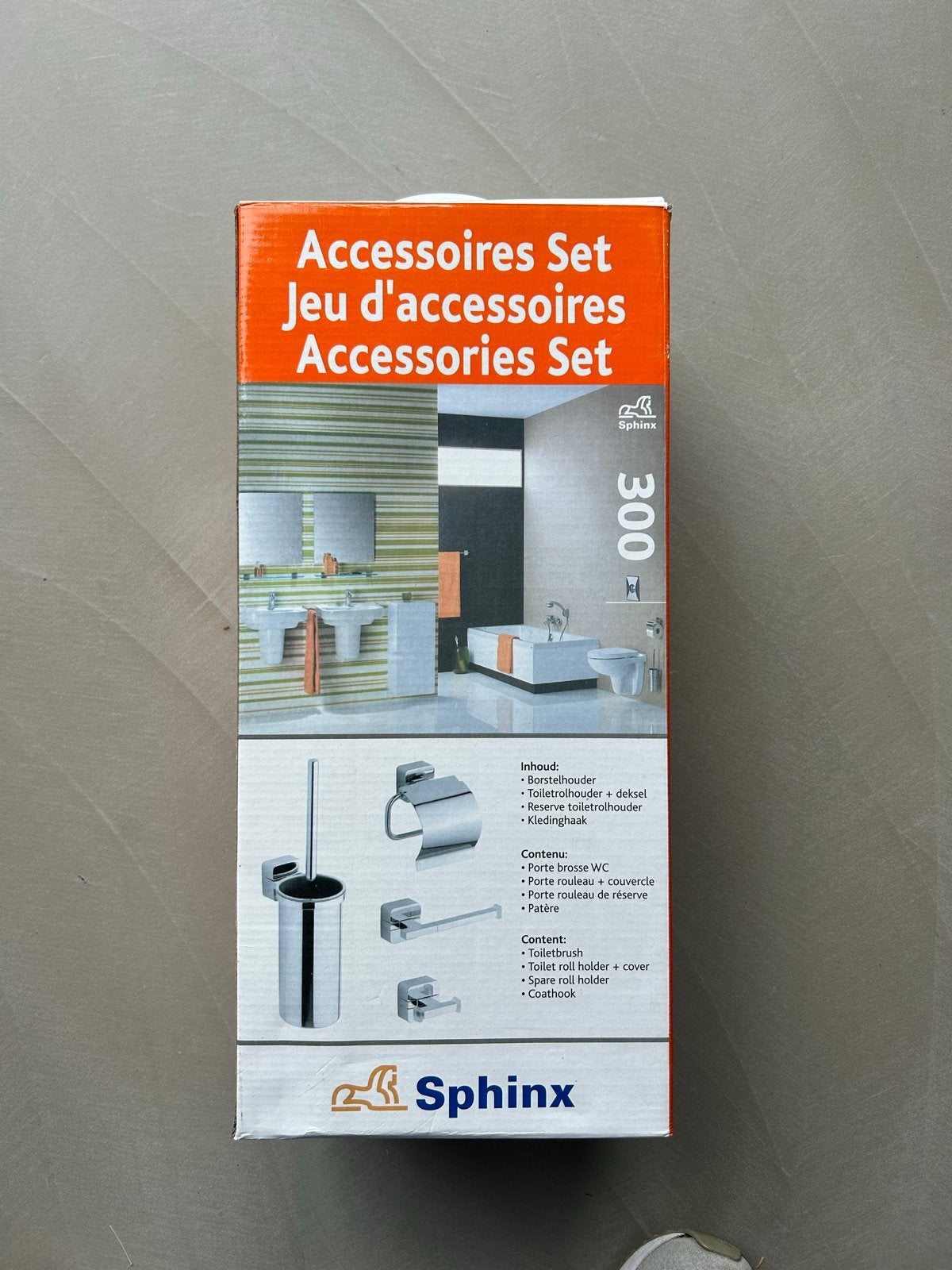 Sphinx Badkamer Accessoires Set: Toiletborstel, WC-rolhouder, Overige merken, Nieuw, Zilver, Ophalen
