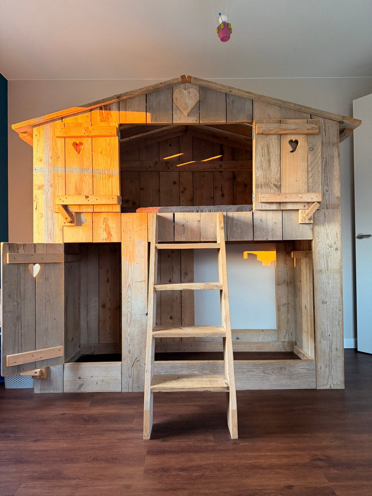 Boomhutbed, kinderbed van steigerhout, Ophalen, Gebruikt, Eenpersoons, 200 cm