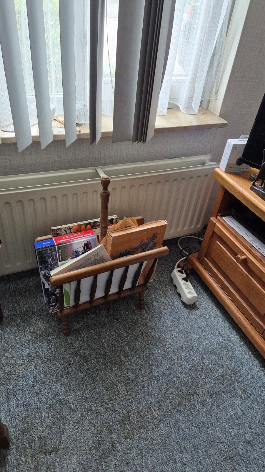 Vintage houten lectuurbak / krantenbak, Ophalen, Gebruikt, Lectuurbak, Vintage