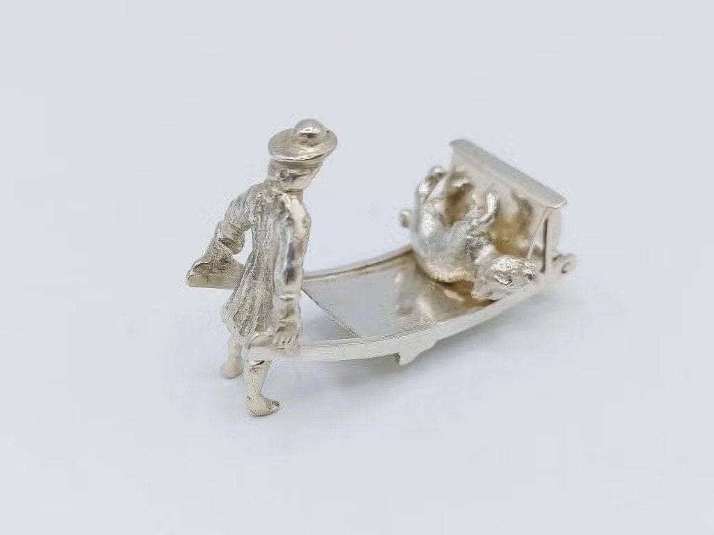 Zilveren miniatuur hondenvanger, Amsterdam, ca. 1650-1675, Antiek en Kunst, Verzenden, Zilver
