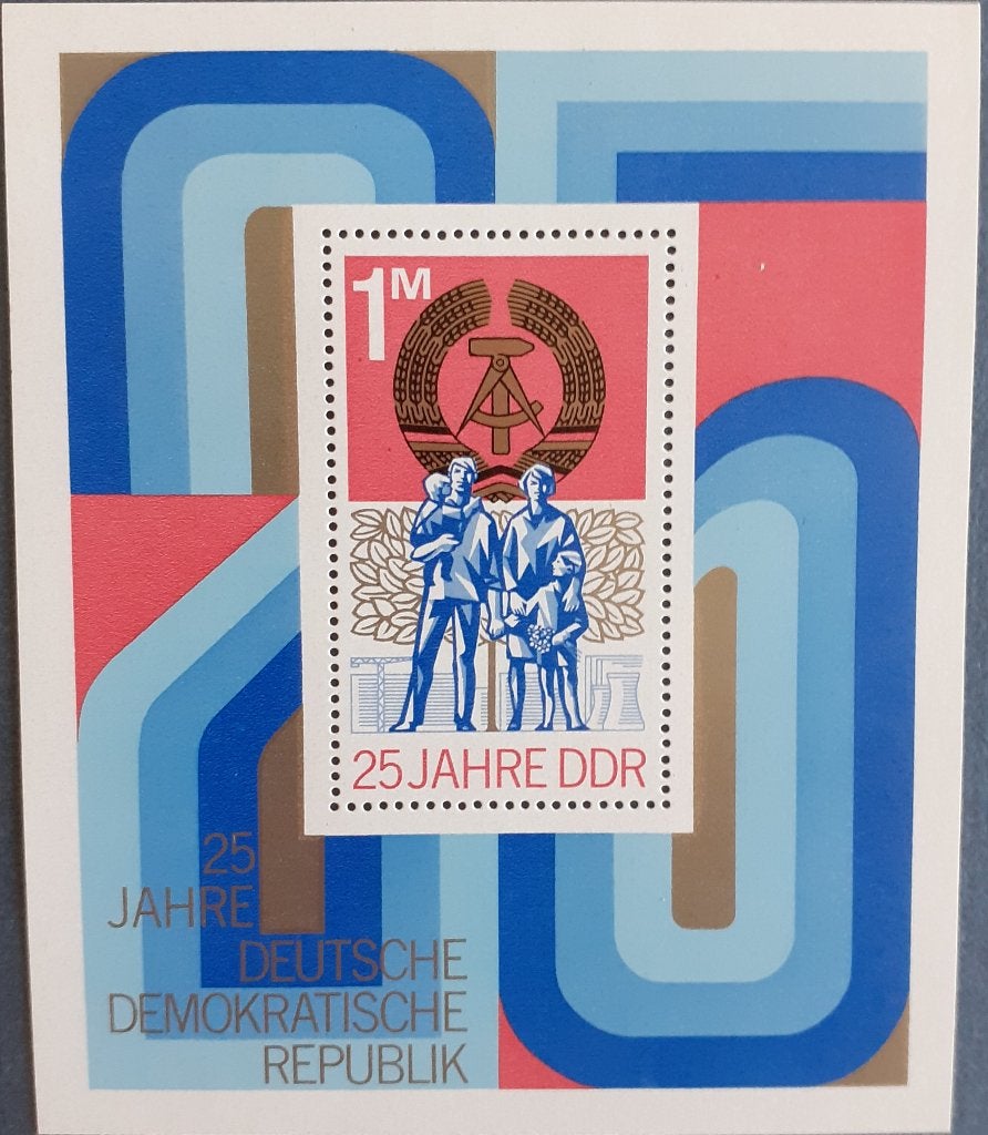 DDR Block 1974 25 Jahre DDR Postfris, Postzegels en Munten, Ophalen of Verzenden, DDR, Postfris
