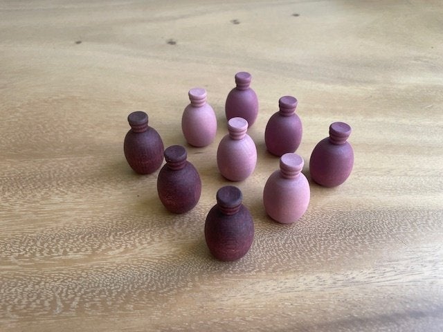 Grapat 9x paarse houten ananas in 3 tinten, Kinderen en Baby's, Speelgoed | Houten speelgoed, NL, Nieuw, Ophalen of Verzenden