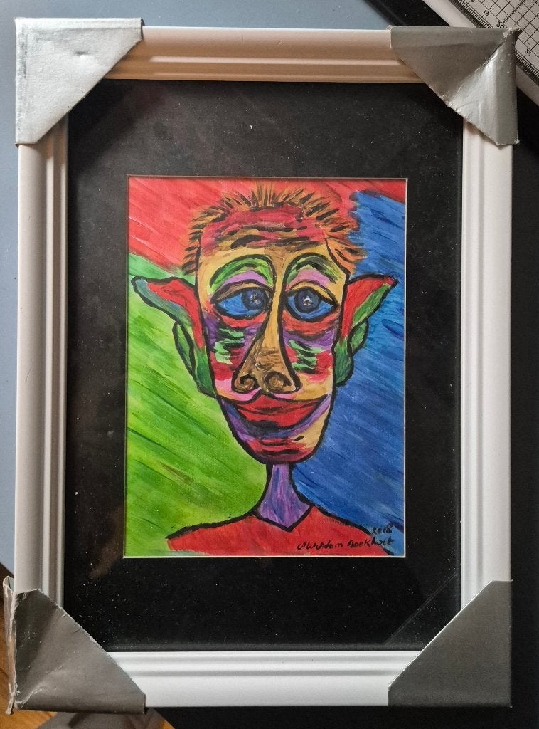 set van 4 levendige acryl schilderijen, Ophalen of Verzenden