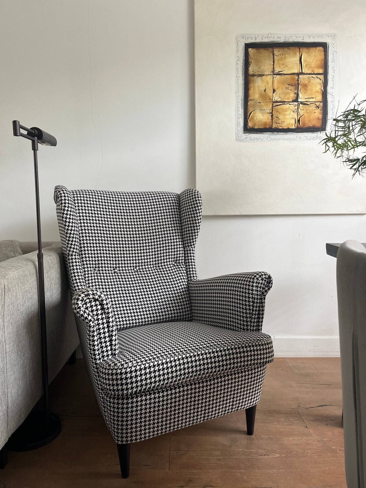 IKEA Sandom Fauteuil Zwart Wit Patroon, Ophalen, Gebruikt, Stof, 75 tot 100 cm