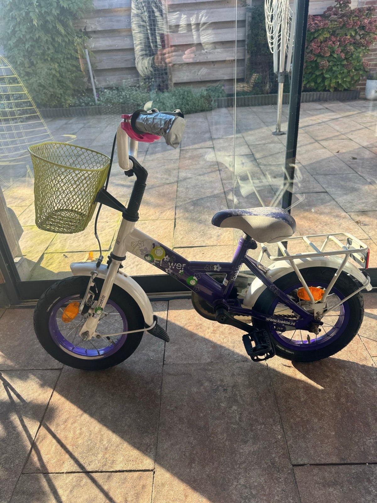 Kinderfiets met mandje en bagagedrager, Ophalen, Gebruikt, Velgrem, 16 tot 20 inch