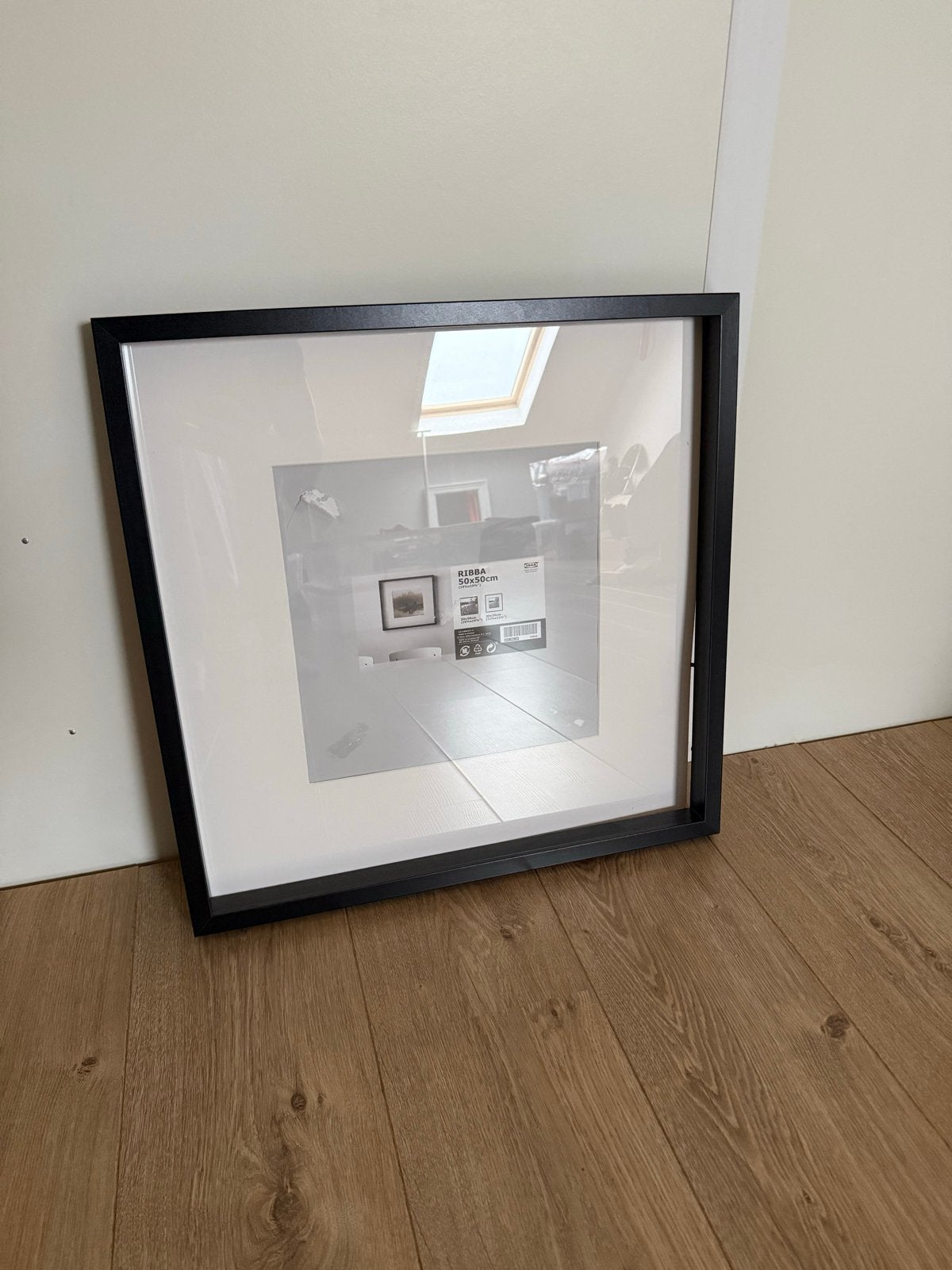 3x IKEA RIBBA Fotolijst Zwart 50x50 cm met Passe-partout, Ophalen, Gebruikt, Fotolijst, Hout