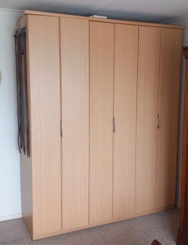 Gratis kledingkast vouwdeur H224 B180 hang/leg licht beuken, 200 cm of meer, Met plank(en), 150 tot 200 cm, 50 tot 75 cm
