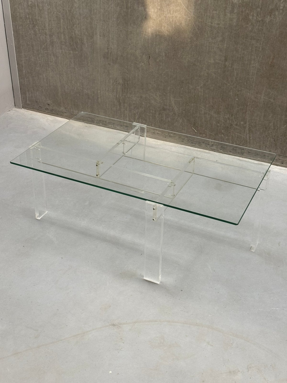 De Swart vintage salontafel / acryl en glazen blad ‘60, Huis en Inrichting, Tafels | Sidetables, Ophalen, 100 tot 150 cm, X, Rechthoekig