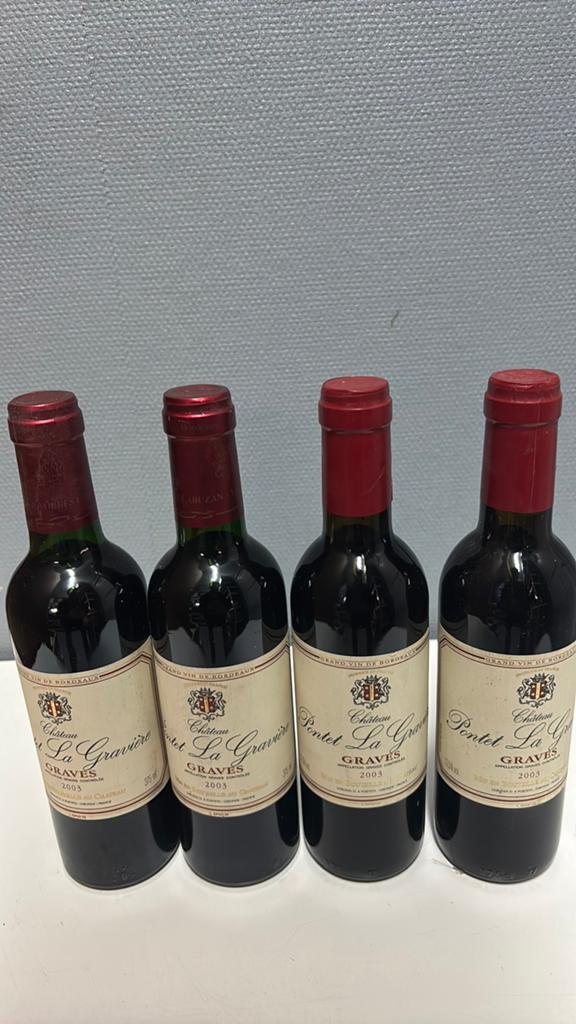 4x Château La Gravière Graves 2003 0,375 Rode Wijn, Verzamelen, Wijnen, Gebruikt, Frankrijk, Ophalen of Verzenden, Rode wijn