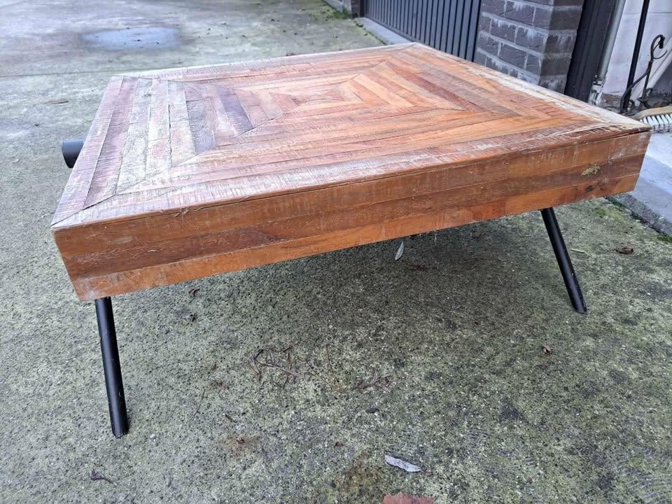 Salontafel vierkant 70 x 70, teak, Ophalen, 50 tot 100 cm, 50 tot 100 cm, Zo goed als nieuw