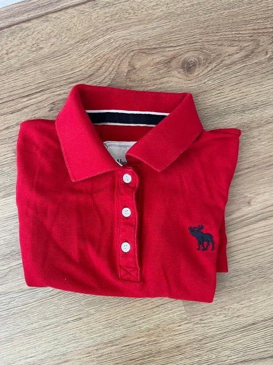 Rode Abercrombie & Fitch polo - Maat XS, Ophalen of Verzenden, Zo goed als nieuw, Korte mouw, Maat 34 (XS) of kleiner