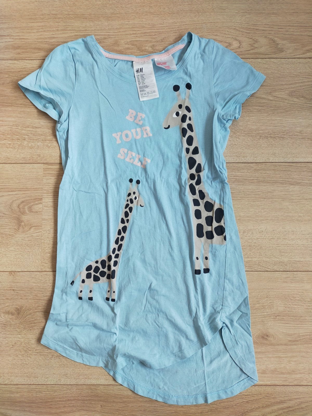 Zgan! Lief blauw nachthemd giraf van H&M! Mt 110/116, Kinderen en Baby's, Kinderkleding | Maat 110, Nacht- of Onderkleding, Meisje