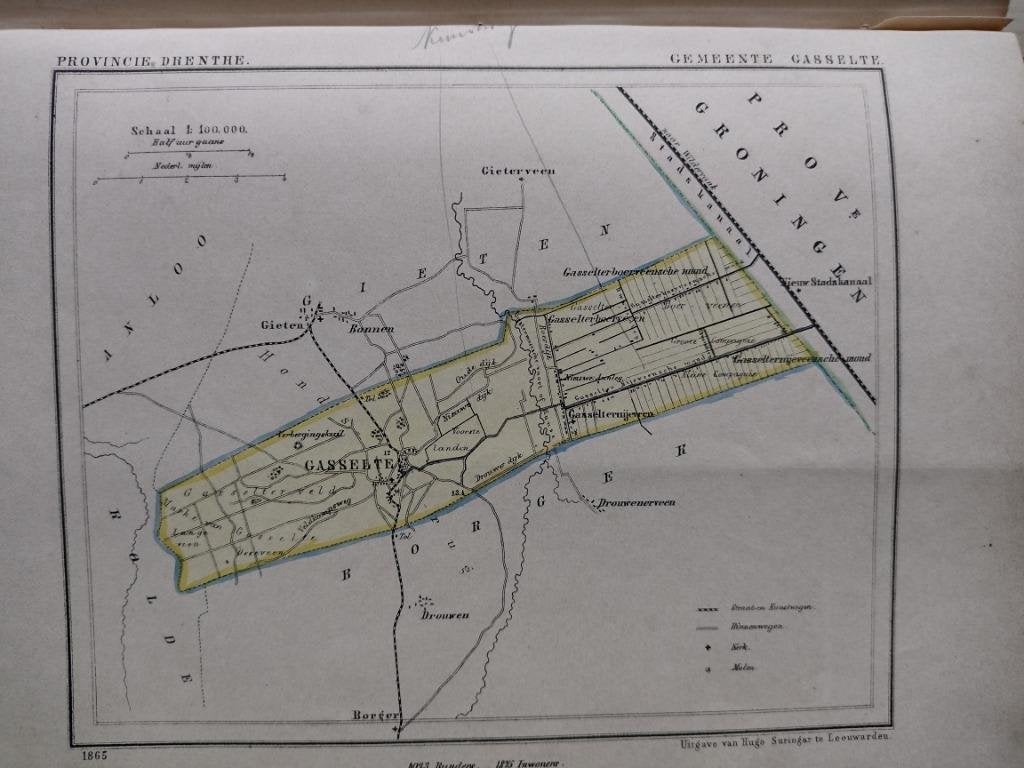 12 / Gasselte Litho Kuyper 1865, Antiek en Kunst, Ophalen of Verzenden
