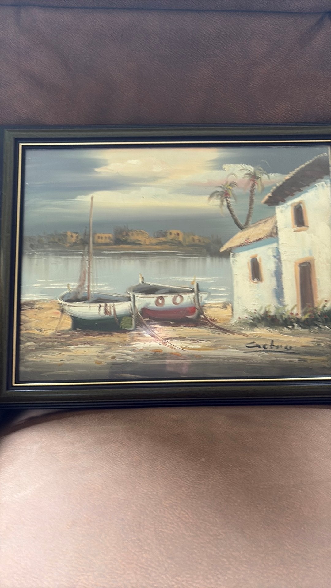 Olieverfschilderij 'Castro' - Mediterrane haven, Ophalen