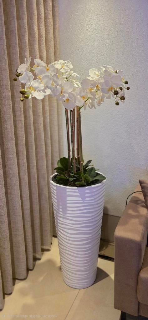 Grote XXL Bloempot met Orchideeën - Totale Hoogte 160 cm, Kunststof, Minder dan 60 cm, Rond, Ophalen of Verzenden