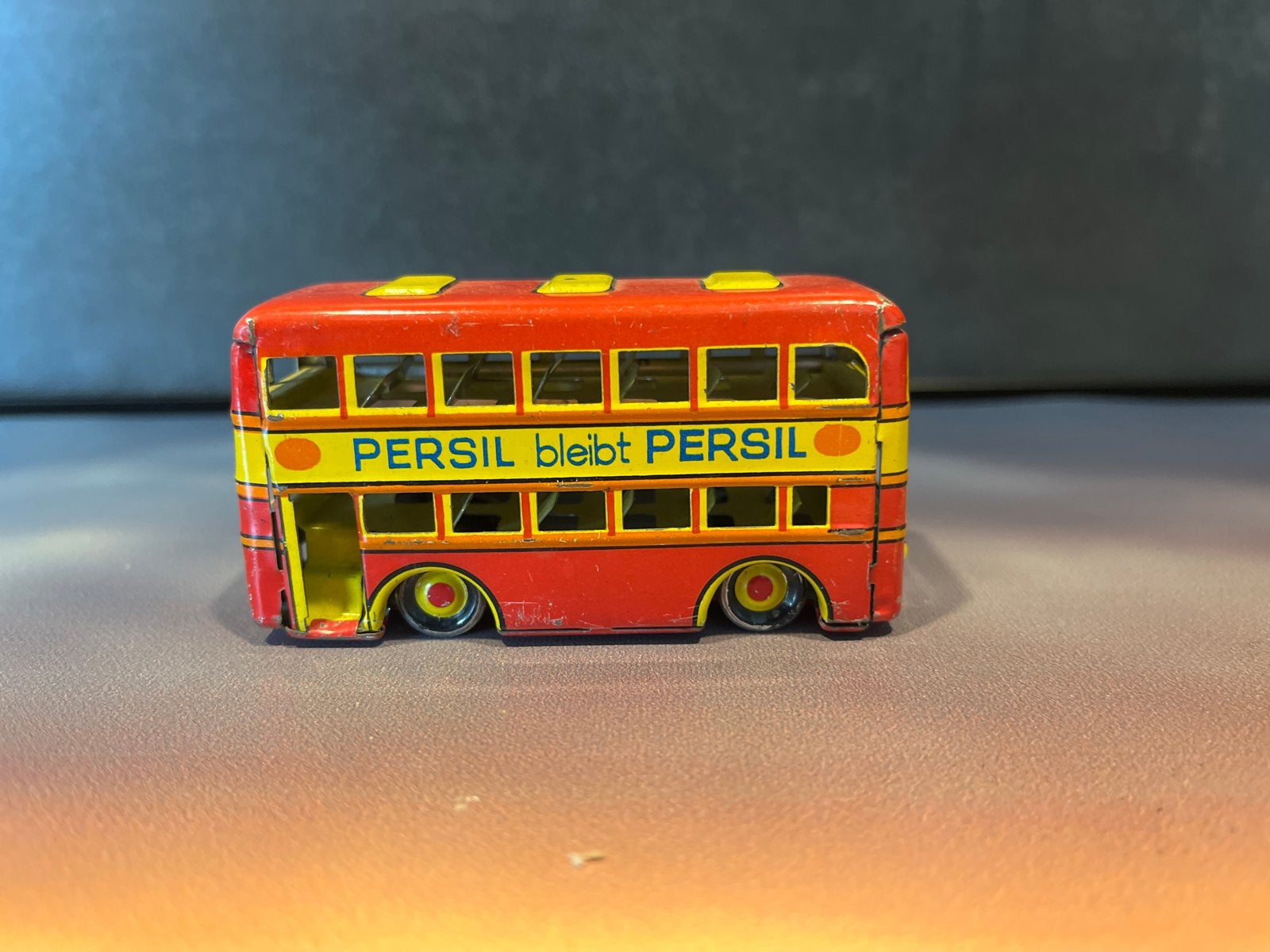Vintage blikken dubbeldekker bus - Persil/Nivea, Ophalen of Verzenden