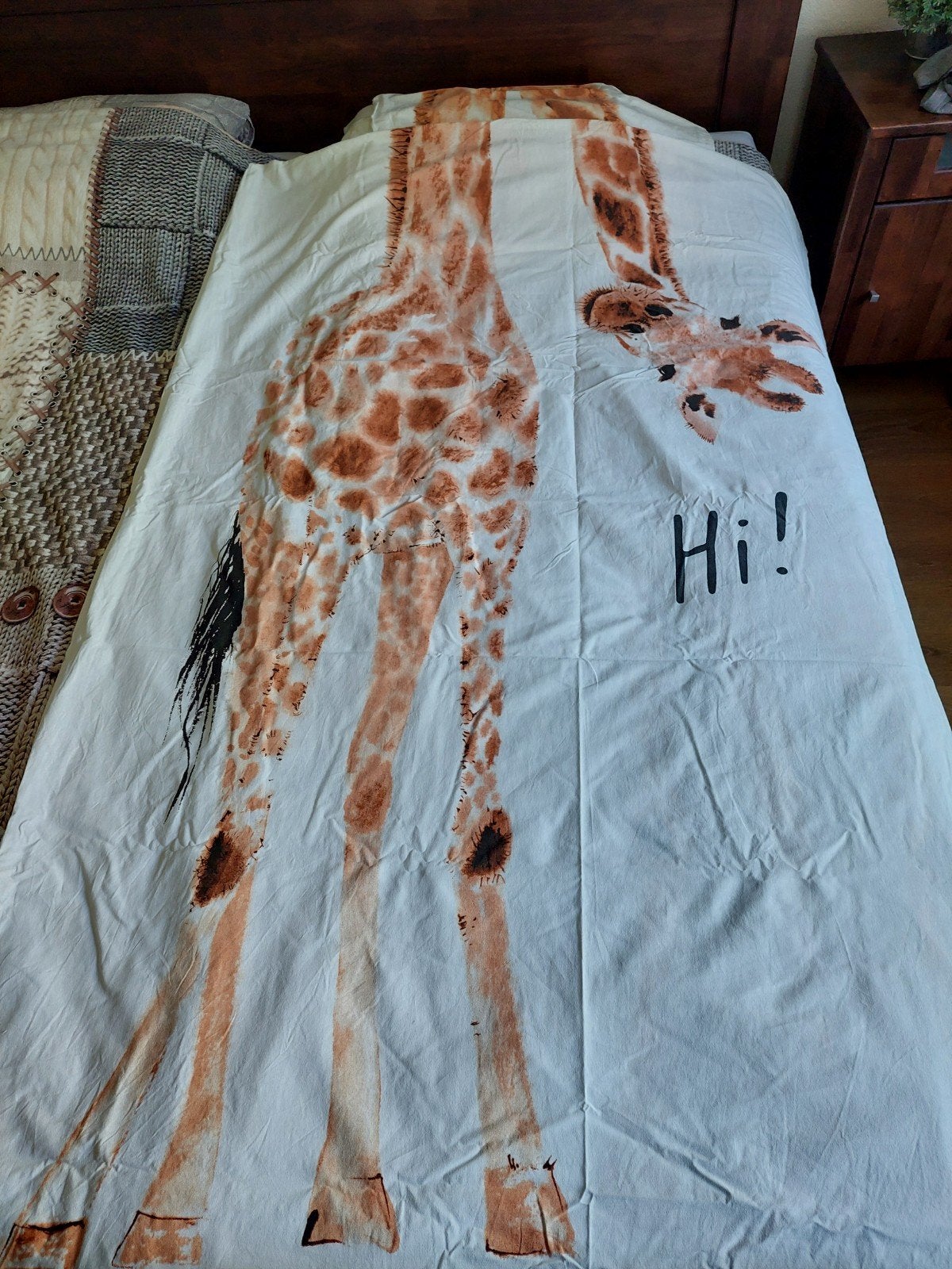 Dekbedovertrek Giraffe 140x90 cm, Ophalen, Gebruikt, Eenpersoons, Wit