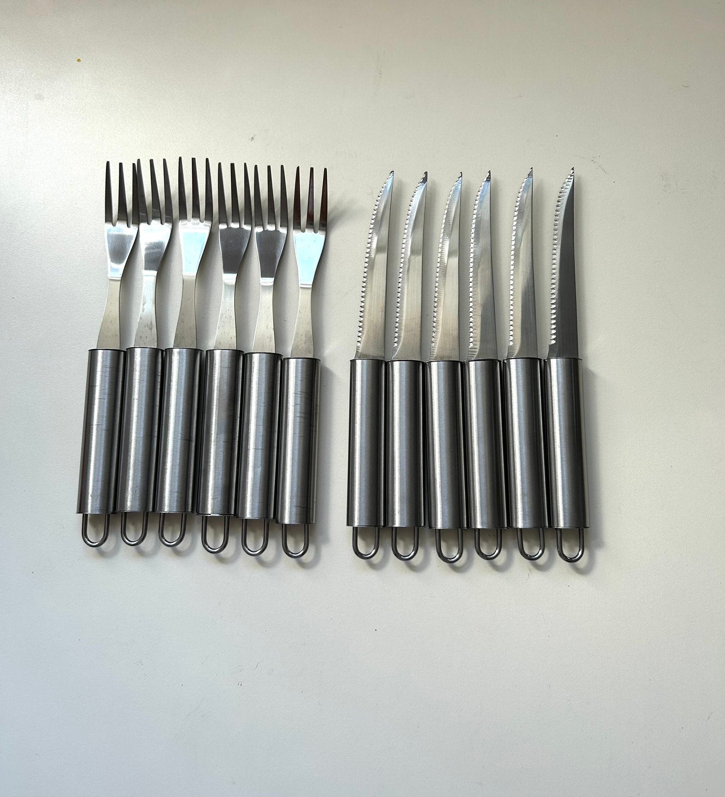 BBQ steakmessen en vorken, Ophalen of Verzenden, Zo goed als nieuw, Rvs of Chroom
