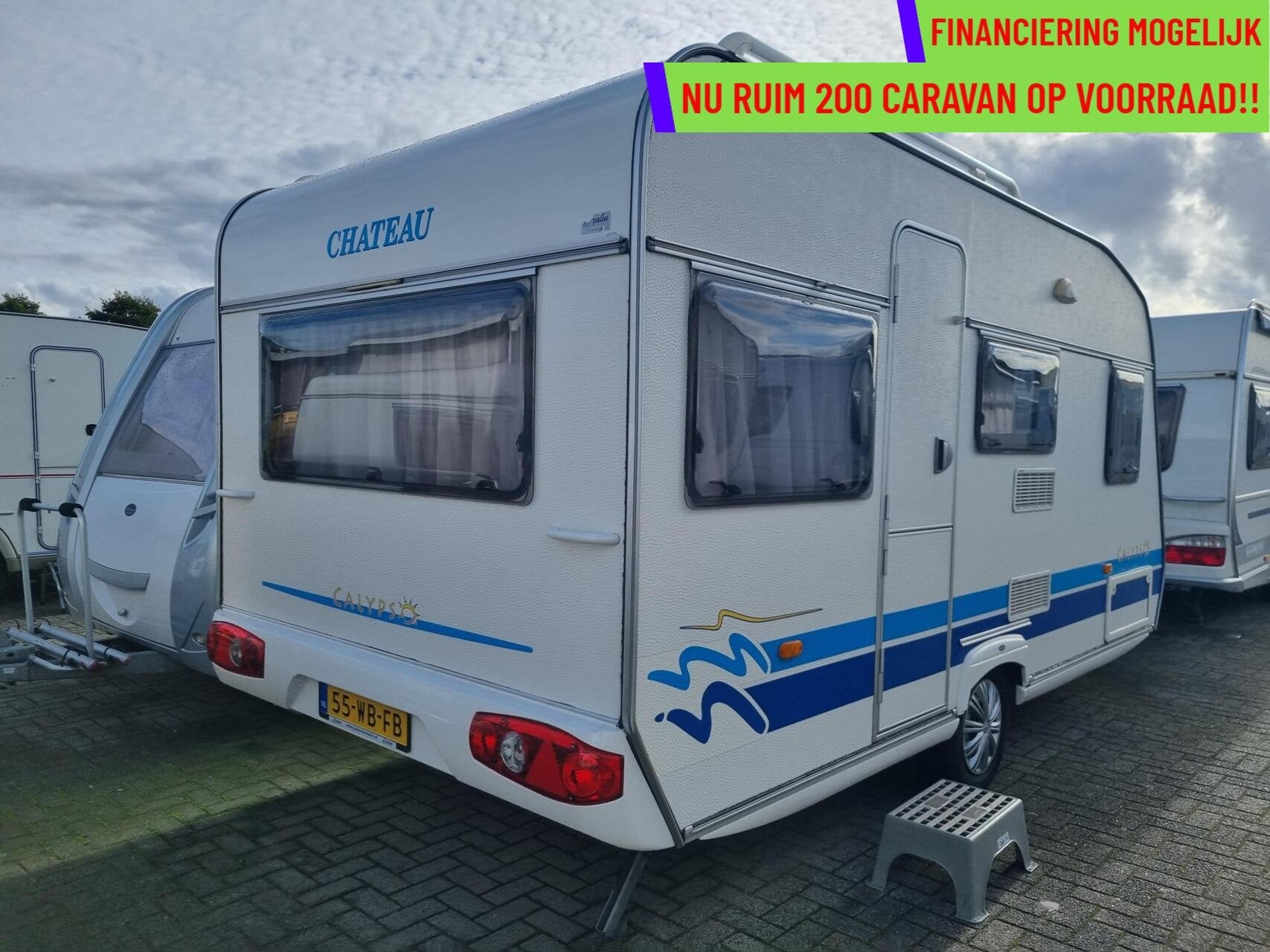 Chateau CALYPSO 430 VOORTENT + ZAKLUIFEL + DWARSBED, Caravans en Kamperen, Chateau, Hordeur, Bedrijf, 750 - 1000 kg