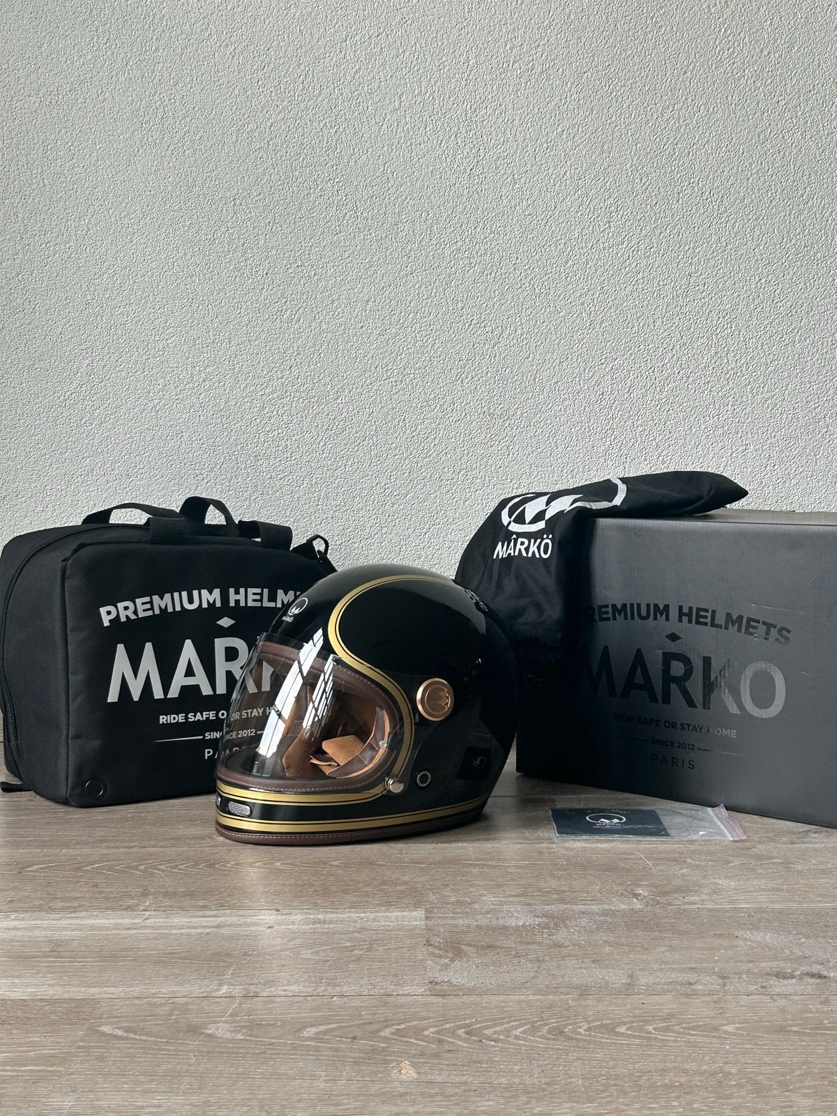 Nieuwe MARKO fullmoon2 helm zwart goud, maat S-retro vintage, Motoren, Ophalen of Verzenden, Nieuw met kaartje, Heren, Overige typen