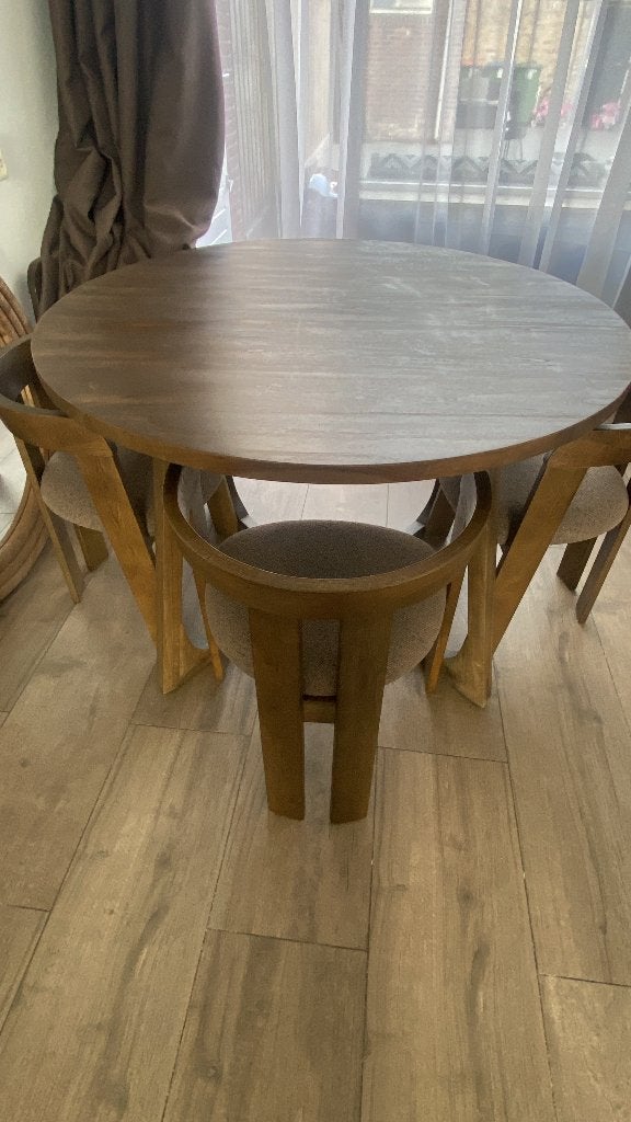 Teakhout hoffz ronde tafel Yaro, Ophalen, Gebruikt, 50 tot 100 cm, 100 tot 150 cm