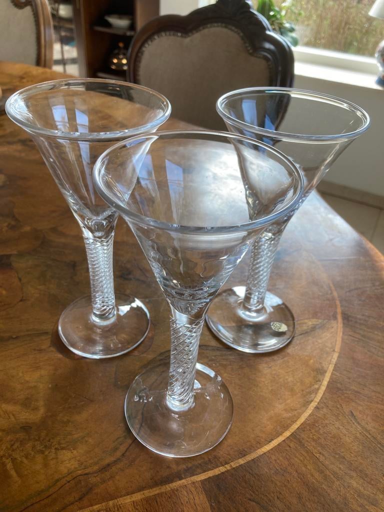 3 vintage slingerglazen wijn water Leerdam, Ophalen of Verzenden