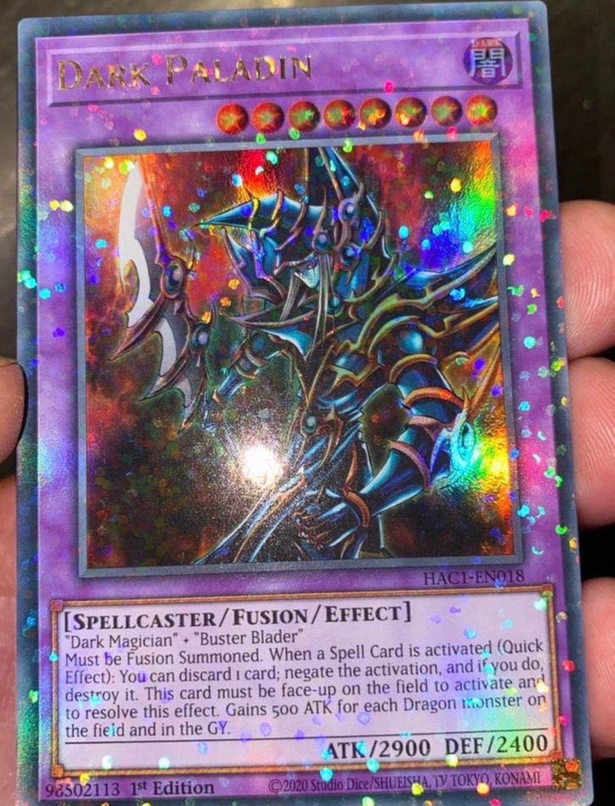 Yu-Gi-Oh! Dark Paladin HAC1 1st Edition Mint !, Hobby en Vrije tijd, Verzamelkaartspellen | Yu-gi-Oh!, Ophalen of Verzenden, Zo goed als nieuw