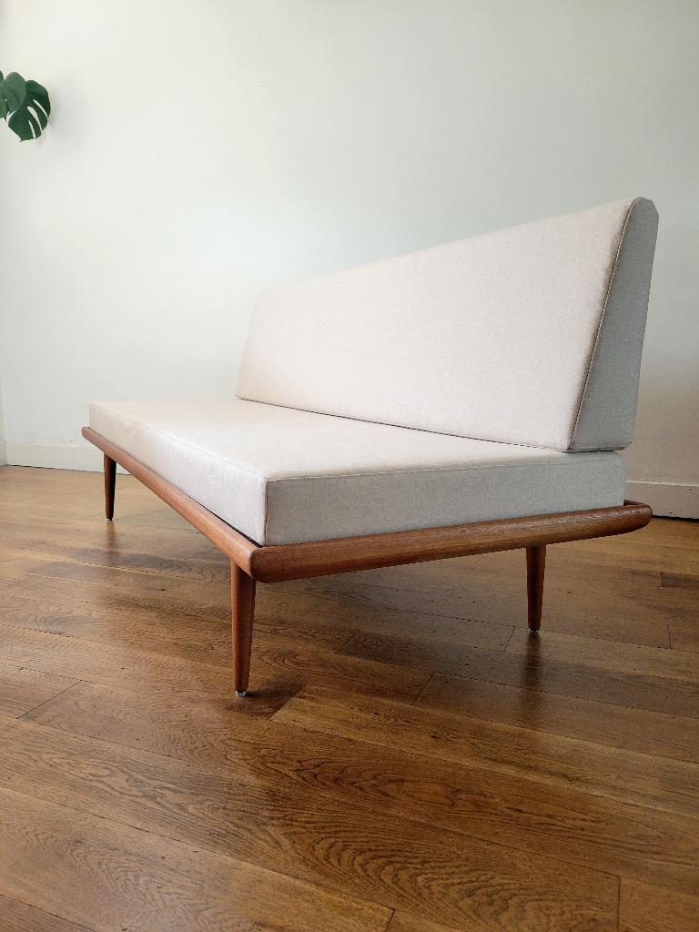 Vintage Minerva bank van Peter Hvidt & Orla Molgaard-Nielsen, Ophalen, Driepersoons, 75 tot 100 cm, Zo goed als nieuw