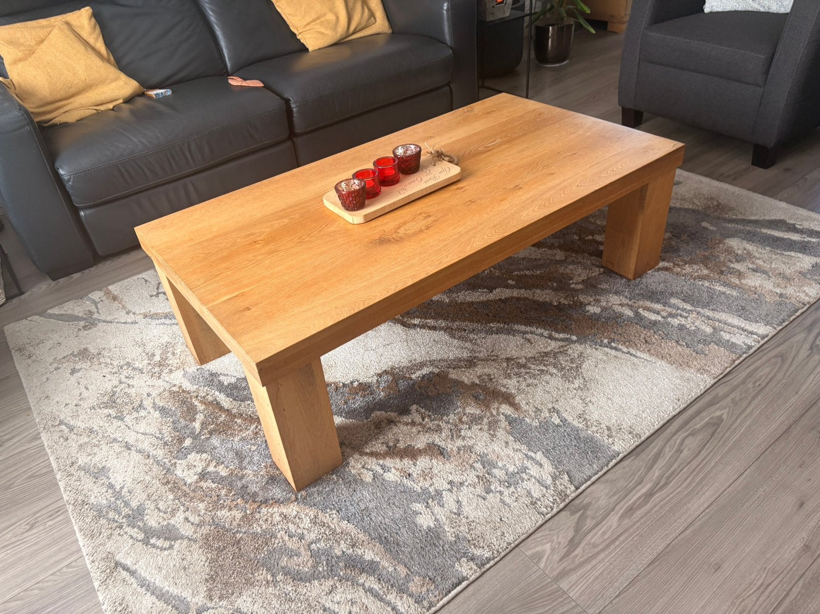 Salontafel, massief eiken, Huis en Inrichting, Tafels | Salontafels, Ophalen, 100 tot 150 cm, Eikenhout, 50 tot 100 cm