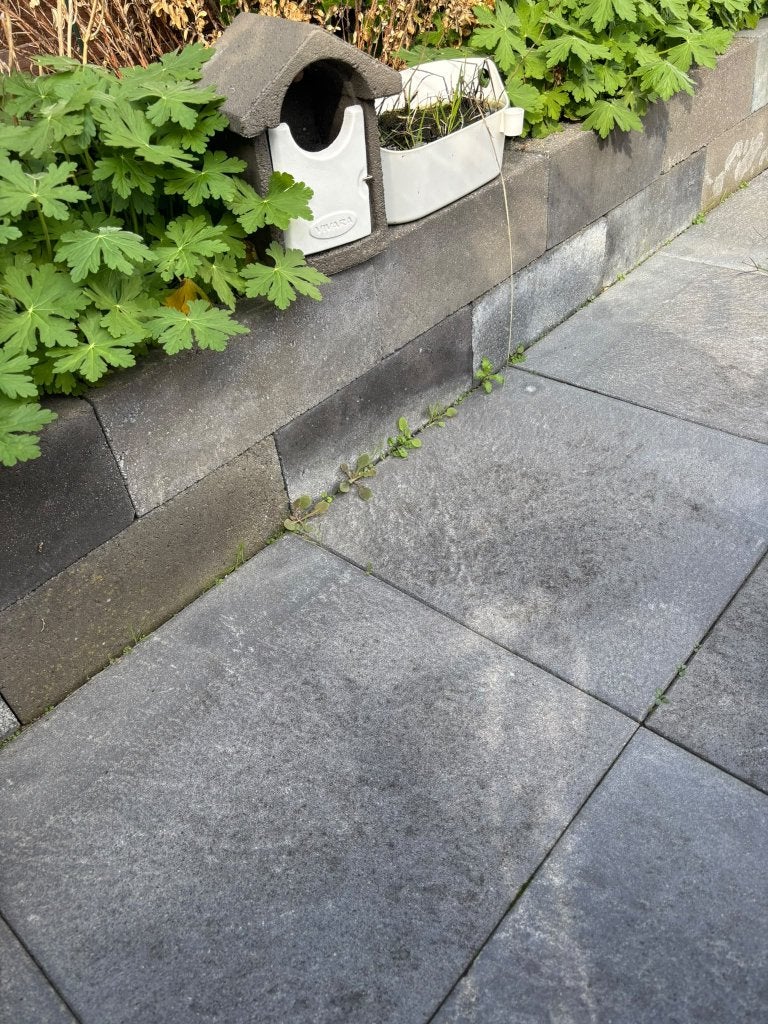Ca. 50 antraciet borderblokken / stapelblokken – €50, Tuin en Terras, Ophalen, Gebruikt, Blok, 25 cm of meer