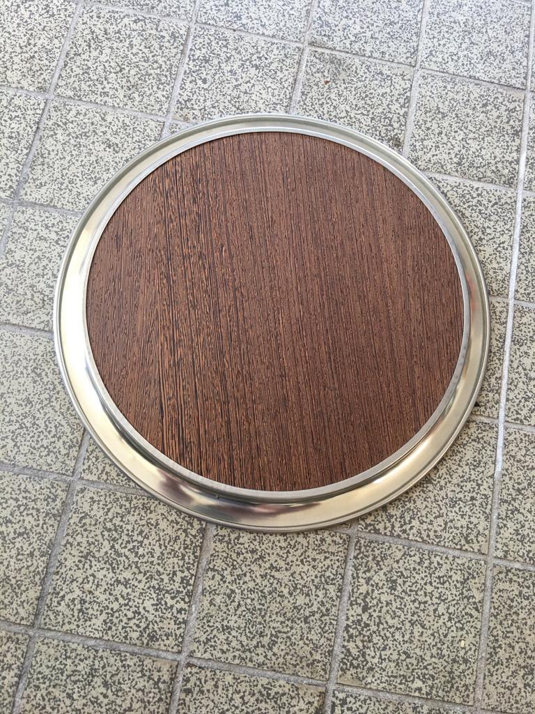 Wenge rond houten dienblad , jaren 70, Gebruikt, Ophalen of Verzenden, Onbekend, Onbekend