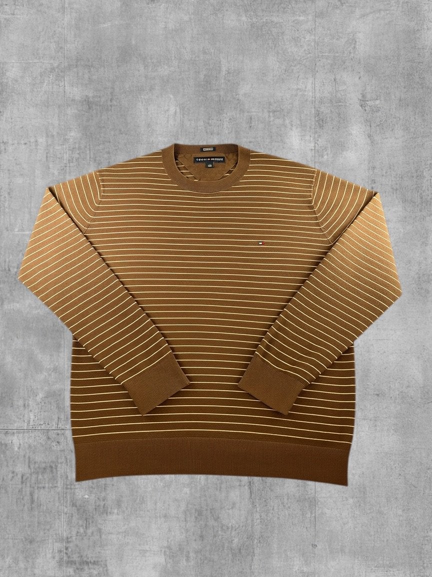 Tommy Hilfiger trui groen gestreept heren maat L katoen wol, Danzigerkade 165, 1013 AP Amsterdam, Nederland, Contact.nl@service.tommy.com