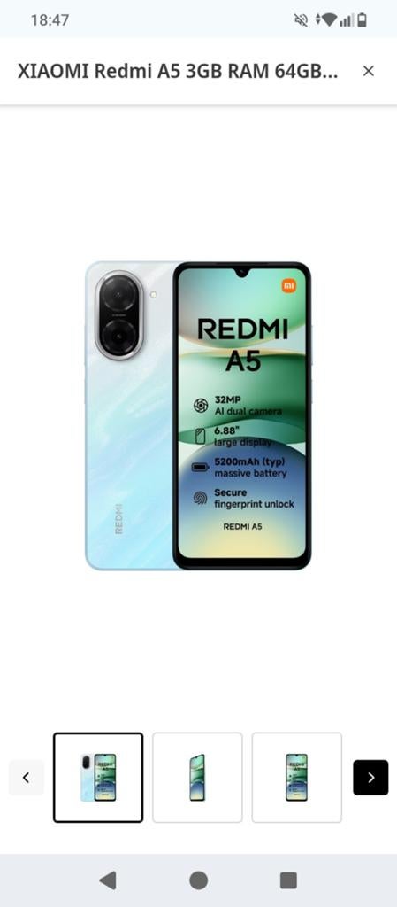 Xiaomi Redmi A5 - 3GB RAM, 64GB Opslag, Blauw, Overige modellen, Ophalen of Verzenden, Zo goed als nieuw, Zonder simlock