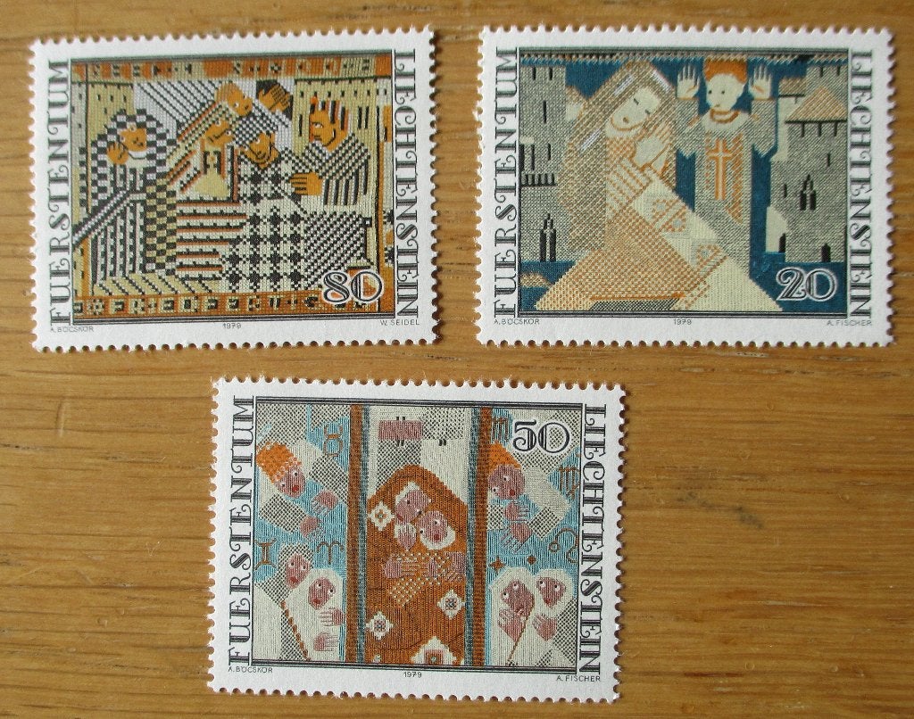 Liechtenstein, serie Kerstmis 1979, Borduurkunst, Ophalen of Verzenden, Overige landen, Postfris