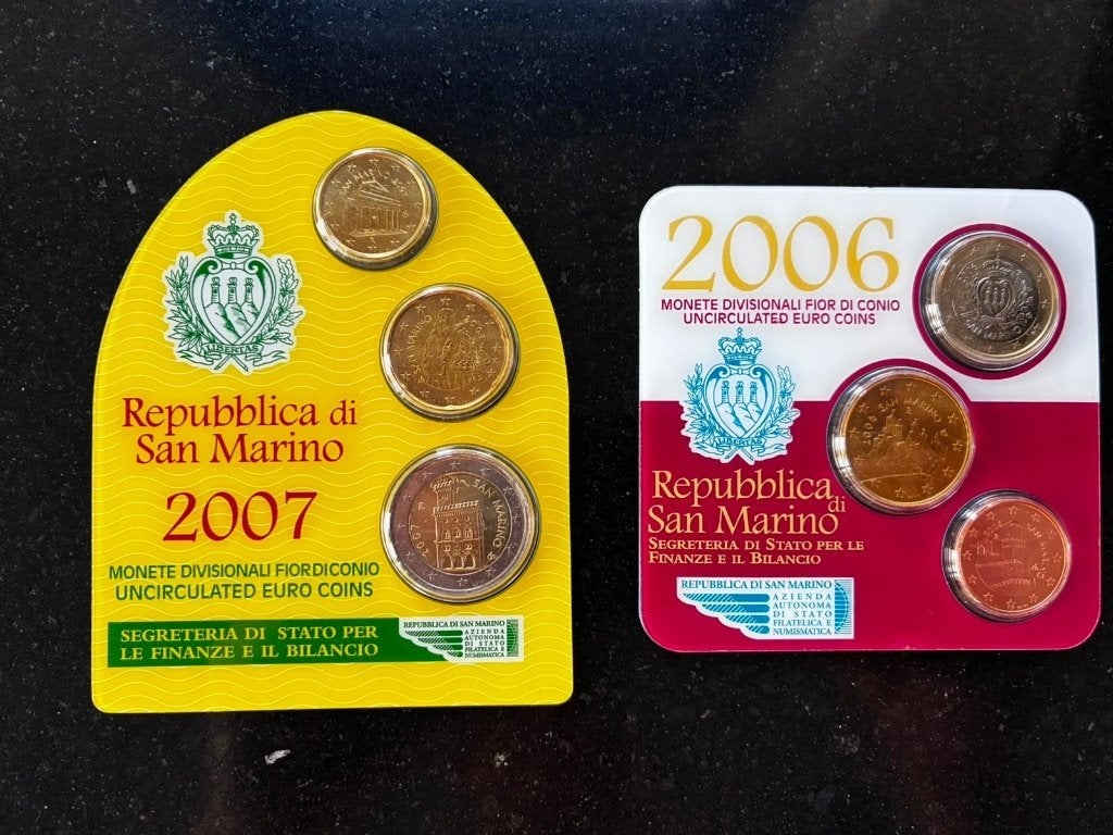 Coincard San Marino 2006 en 2007 miniset UNC, Postzegels en Munten, Munten | Europa | Euromunten, Ophalen of Verzenden, San Marino