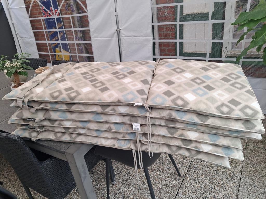 Madison tuinkussens met ruitpatroon - 6 stuks, Tuin en Terras, Tuinmeubel-accessoires, Ophalen of Verzenden, Gebruikt